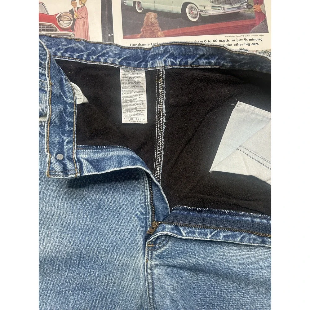 Vintage Carhartt B155 DST Fleece Lined Jeans Men's 38x32 Blue  Workwear